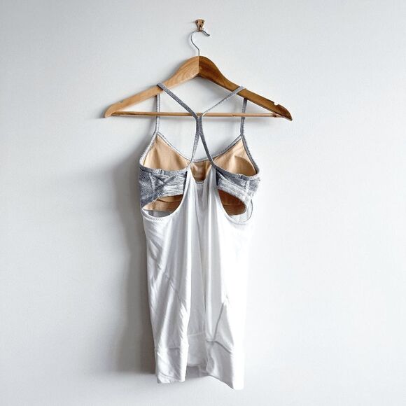 Lululemon Athletica Women Let It Loose Layered Bra Run Tank Top White Size 6 - Picture 2 of 6